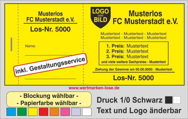 1000 Große Lose 14,9 x 6,8cm - einseitiger Druck 1/0 Schwarz [[-inkl.-Gestaltungsservice-]]